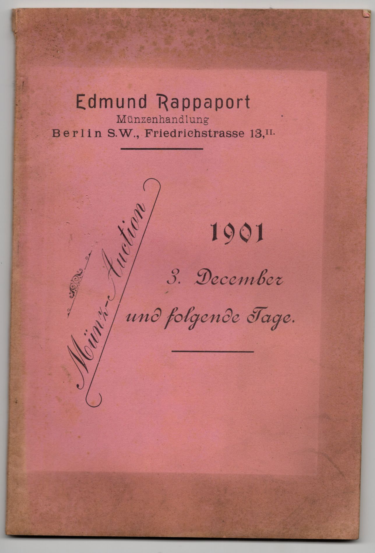Münzen Auktion Katalog 1901 Edmund Rappaport Berlin 