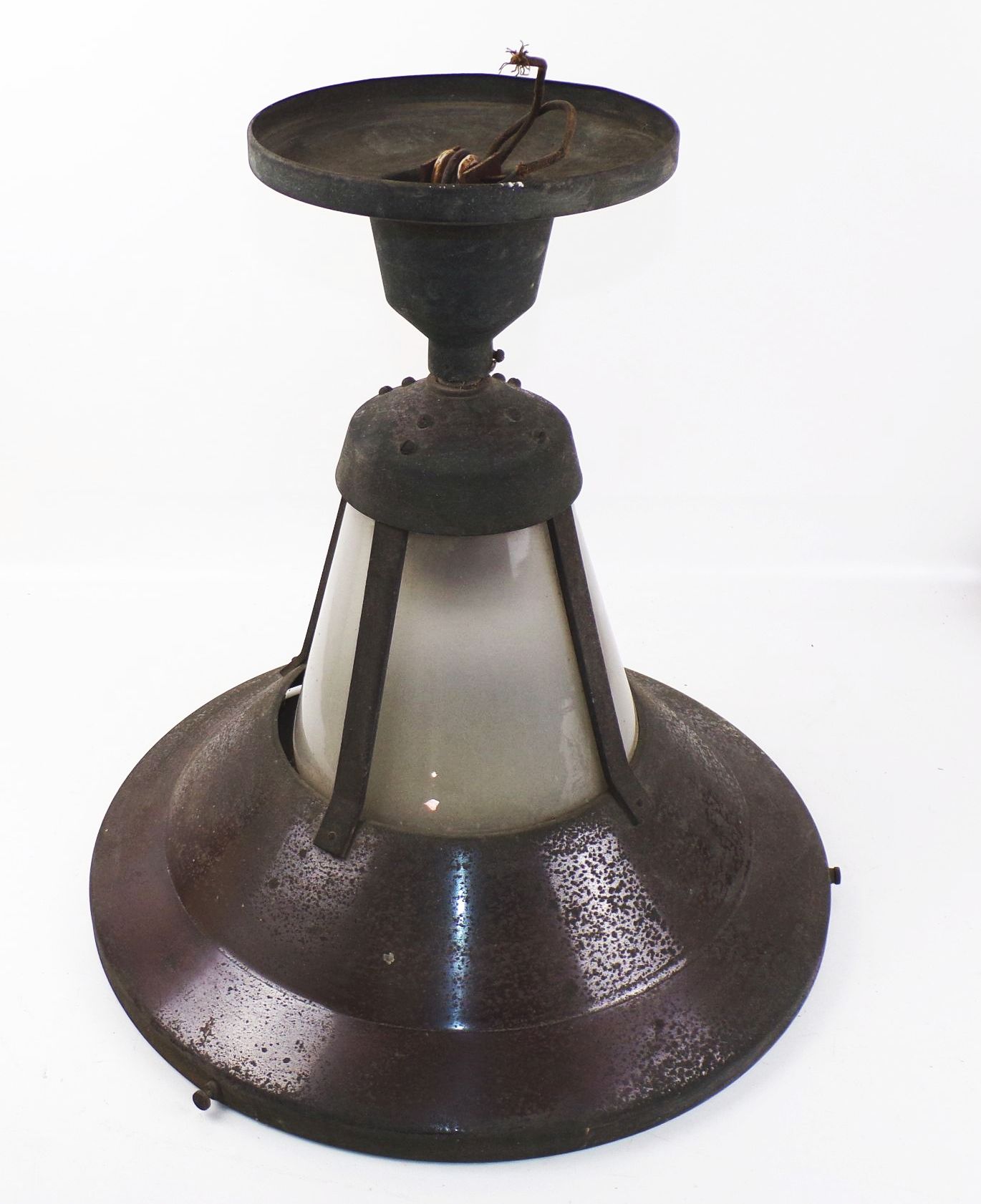 Alte Lampe Deckenleuchte Luzette Glas Metall E40 Industriedesign Loft 