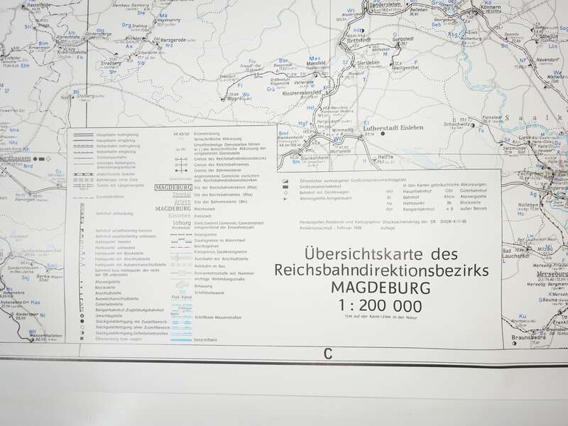 Reichsbahndirektionsbezirk Magdeburg 1988 Schienennetz Karte 