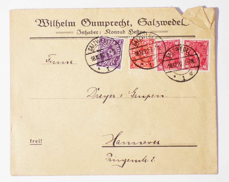 Alter Brief Wilhelm Gumprecht Salzwedel 1922 Firmenbrief