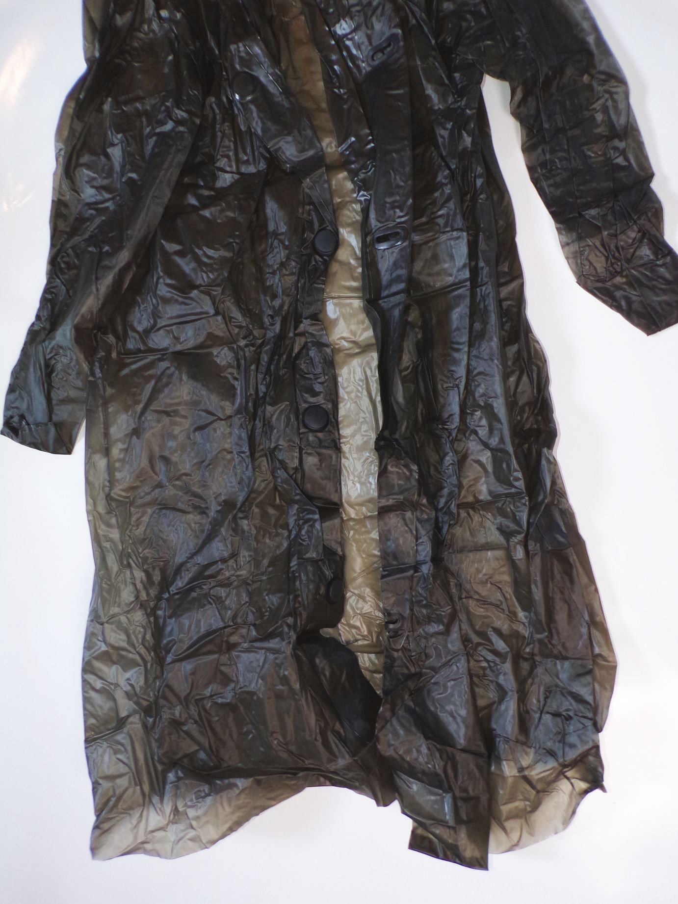 Alter DDR Regenmantel Gummi Schwarz Transparent PVC Weichfolie Vintage 