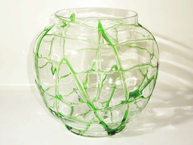 Alte Glasbowle Grün Art Deco Bowle dekorativ