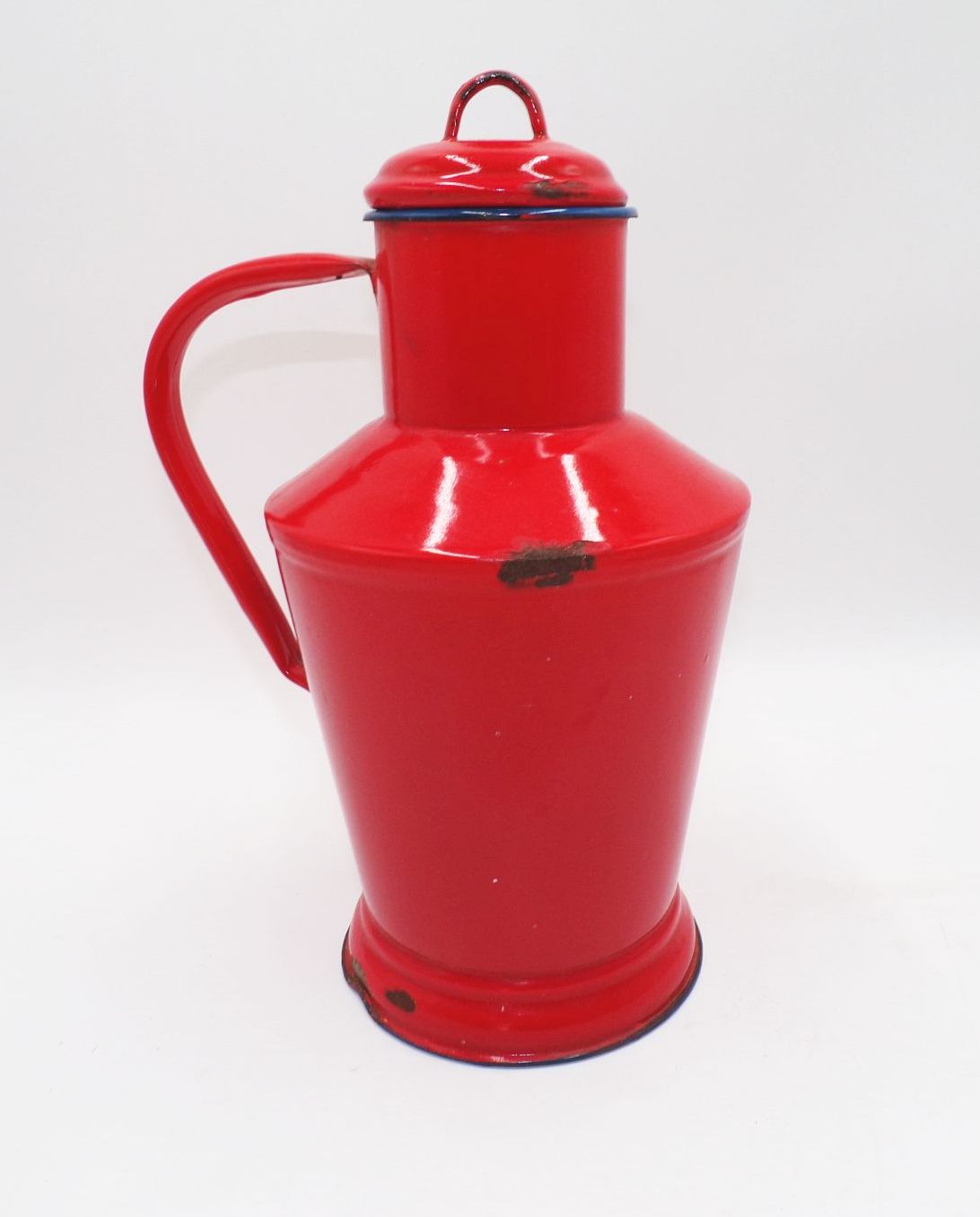 Alter Wasserbehälter Rot Emaille Kanne Behälter email Vintage Gartendeko