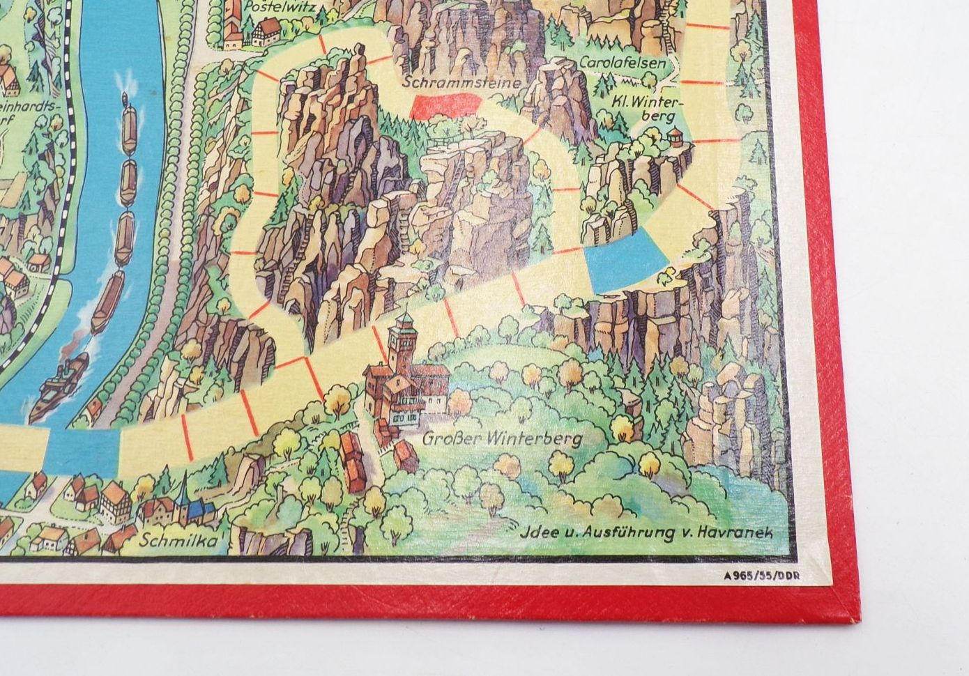 Altes Brettspiel Wanderung durch die Sächsische Schweiz 1955 DDR Altes Brettspiel Wanderung durch die Sächsische Schweiz 1955 DDR