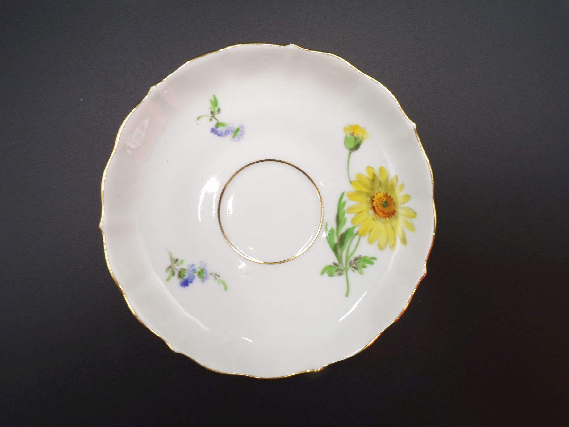 Meissen Porzellan Gedeck 3teilig gelbe Gerbera 