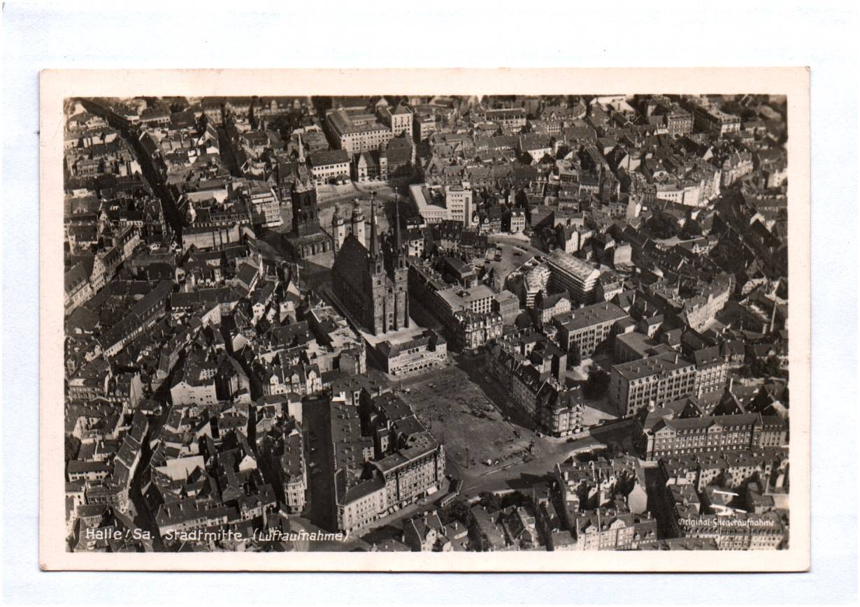 Echtfoto Ak Halle Saale Stadtmitte Luftaufnahme Fliegeraufnahme 1940