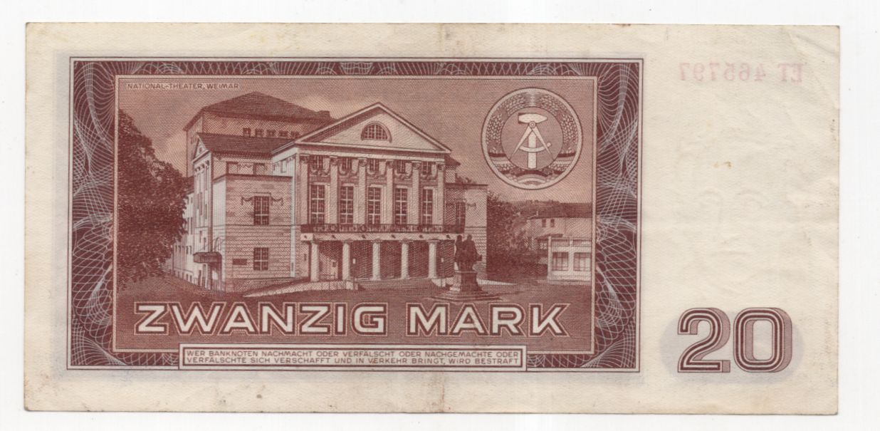 Geldschein 20 Mark der deutschen Notenbank DDR 1964 Geldschein 20 Mark der deutschen Notenbank DDR 1964