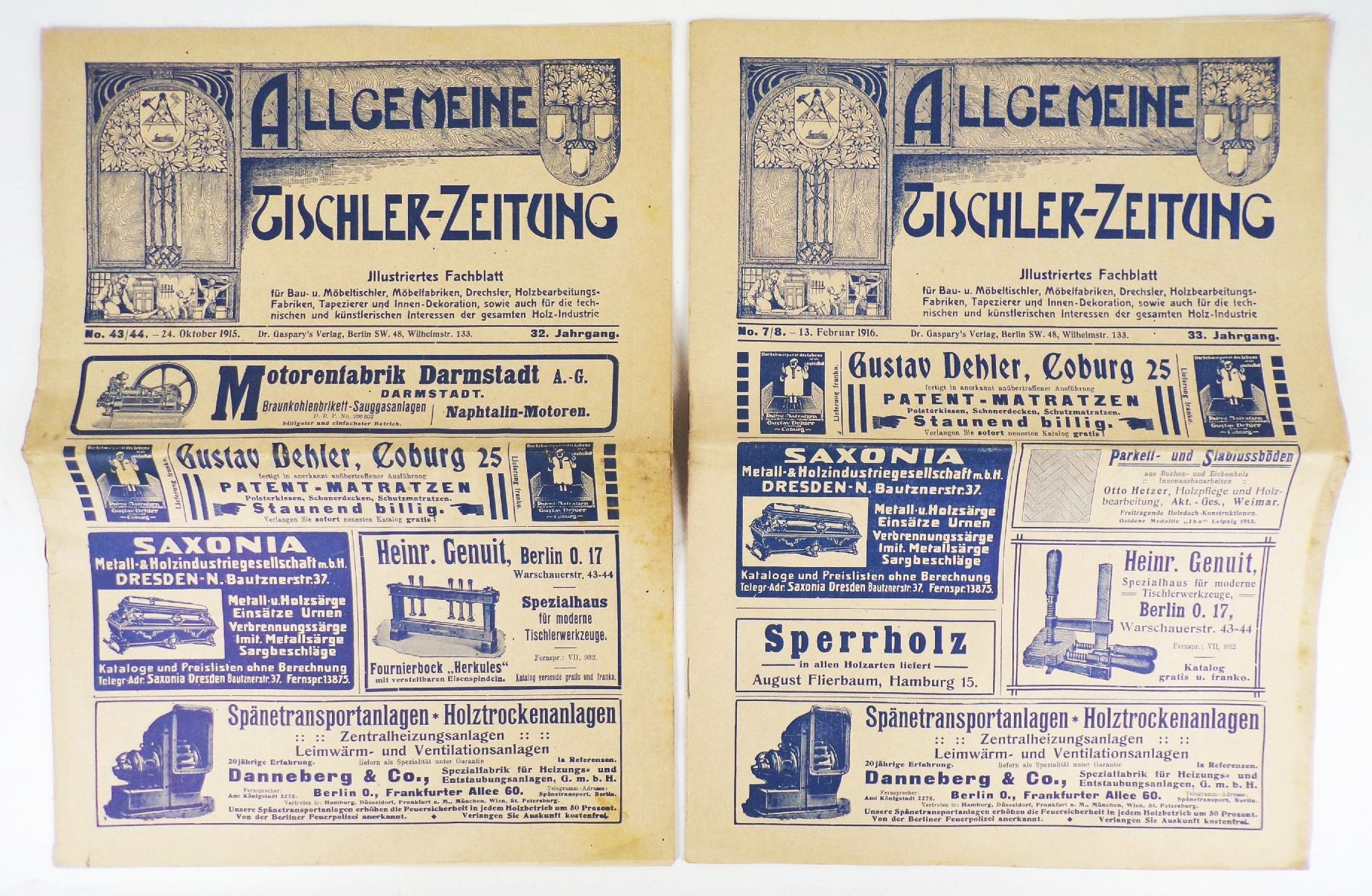 Allgemeine Tischler Zeitung 1915 1916 