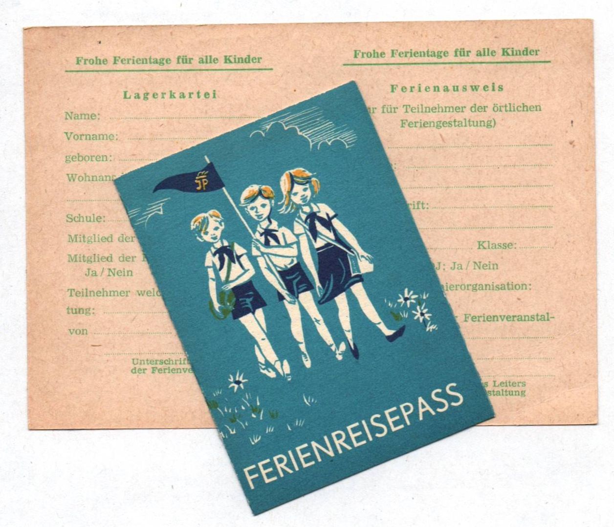 Junge Pioniere Ferienreisepass Ferienausweis blanko 1966 DDR Ausweis JP 