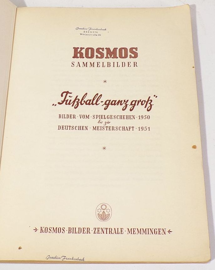 Fussball ganz groß Kosmos Sammelbilder Album trading cards 1951 komplett