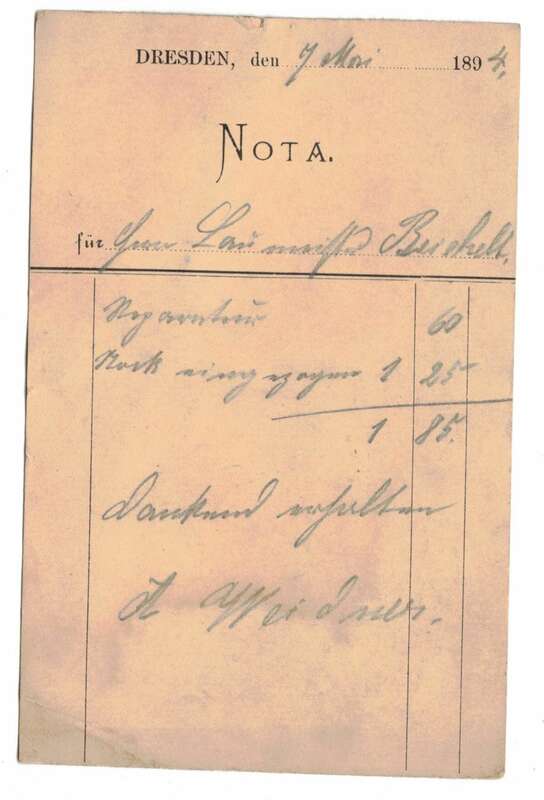 Nota A. Weidner Dresden Schirmfabrik 1894 
