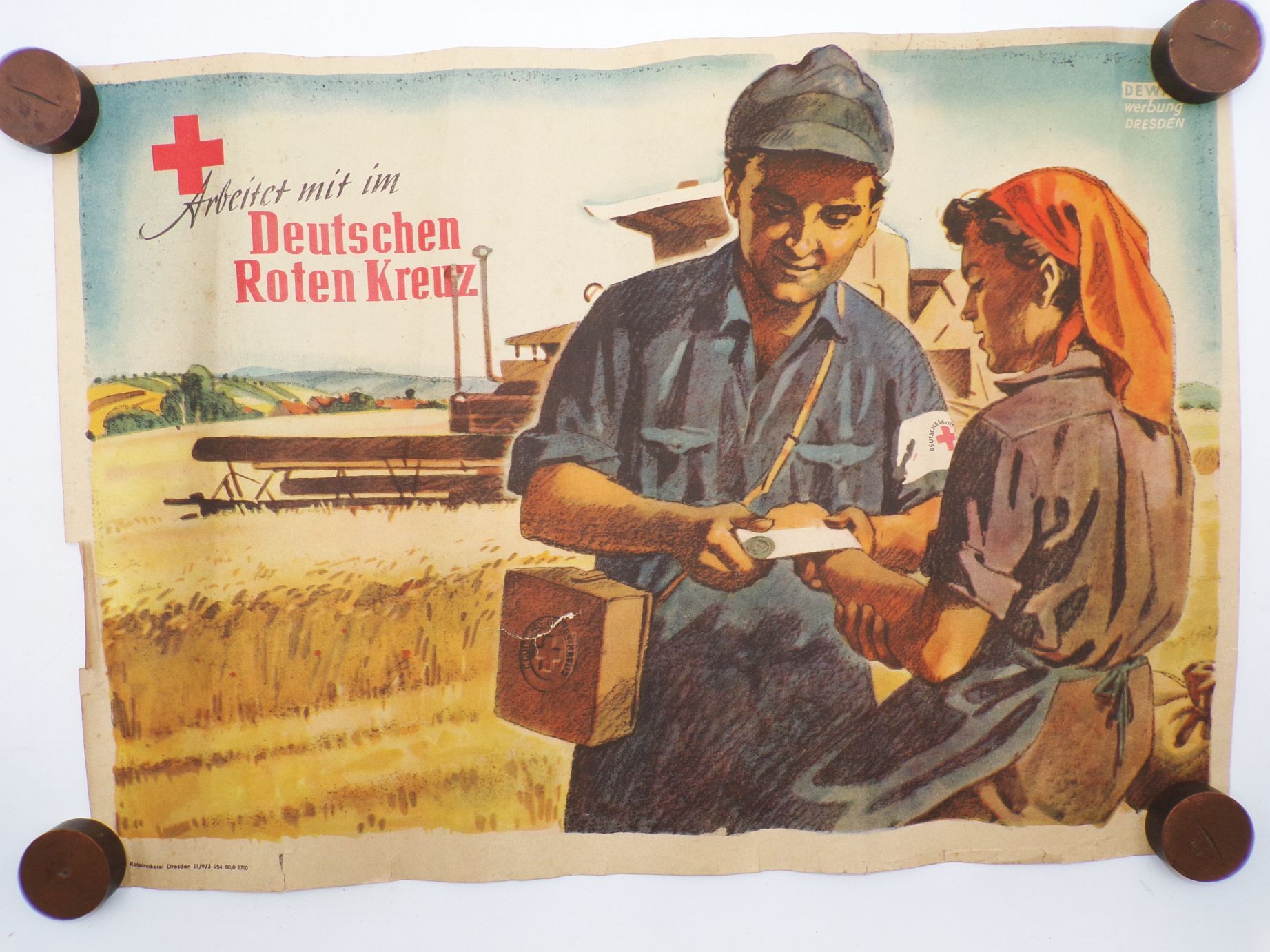 Altes Plakat Deutsches Roten Kreuz Landwirtschaft 1956 DEWAG