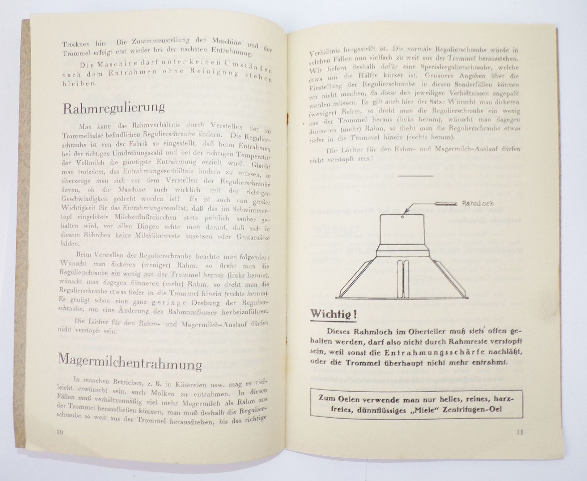 Gebrauchsanweisung Zentrifuge 1933 Milena Milch Verarbeitung Bauer Landwirt 