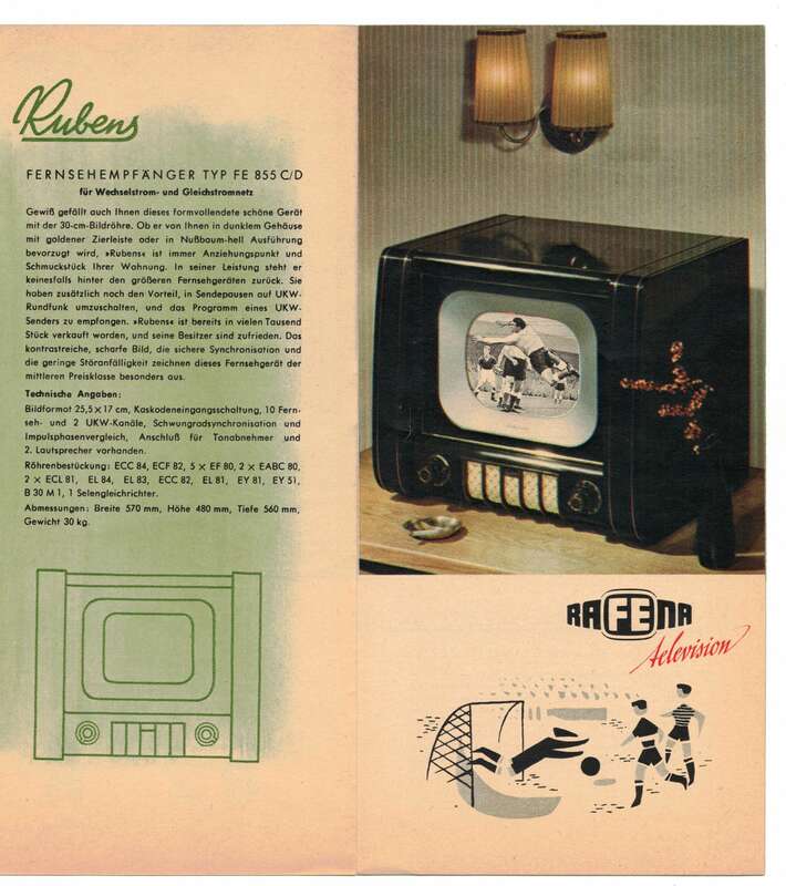 Prospekt Rafena Fernsehapparat Fernseher TV 1956 DDR