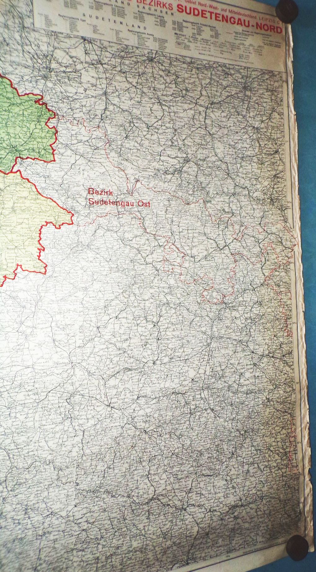 Alte Landkarte Sudeten Gau Nord Bund der deutschen Eisenhändler 