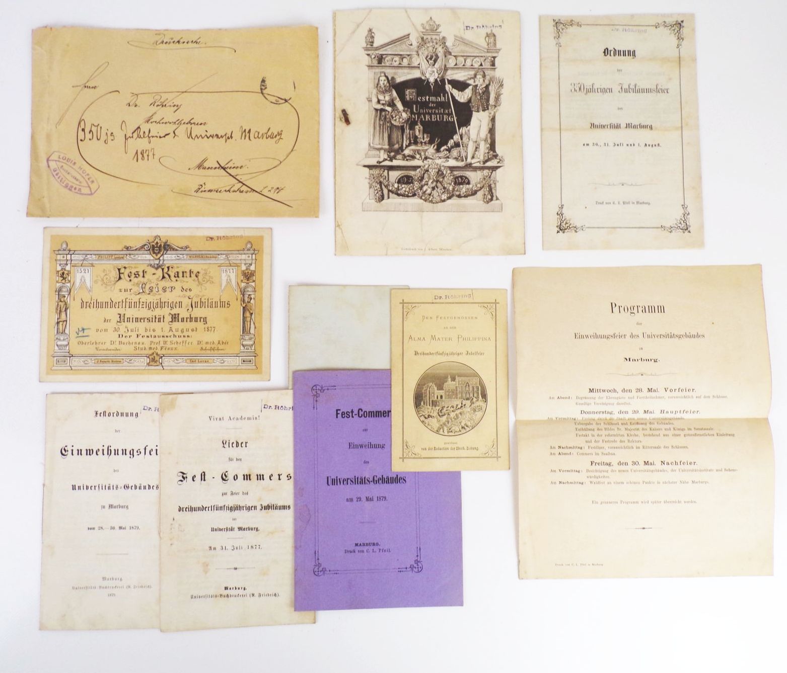 Studentika Nachlass Marburg ab 1877 Festkarte Commers Studentika Nachlass Marburg ab 1877 Festkarte Commers