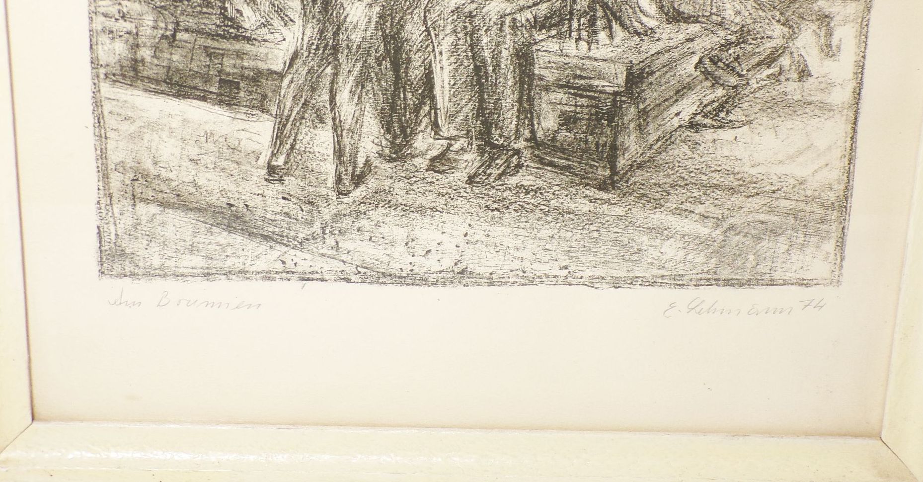 DDR Grafik Am Brunnen E Lehmann 1974 Kunstdruck Bilderrahmen