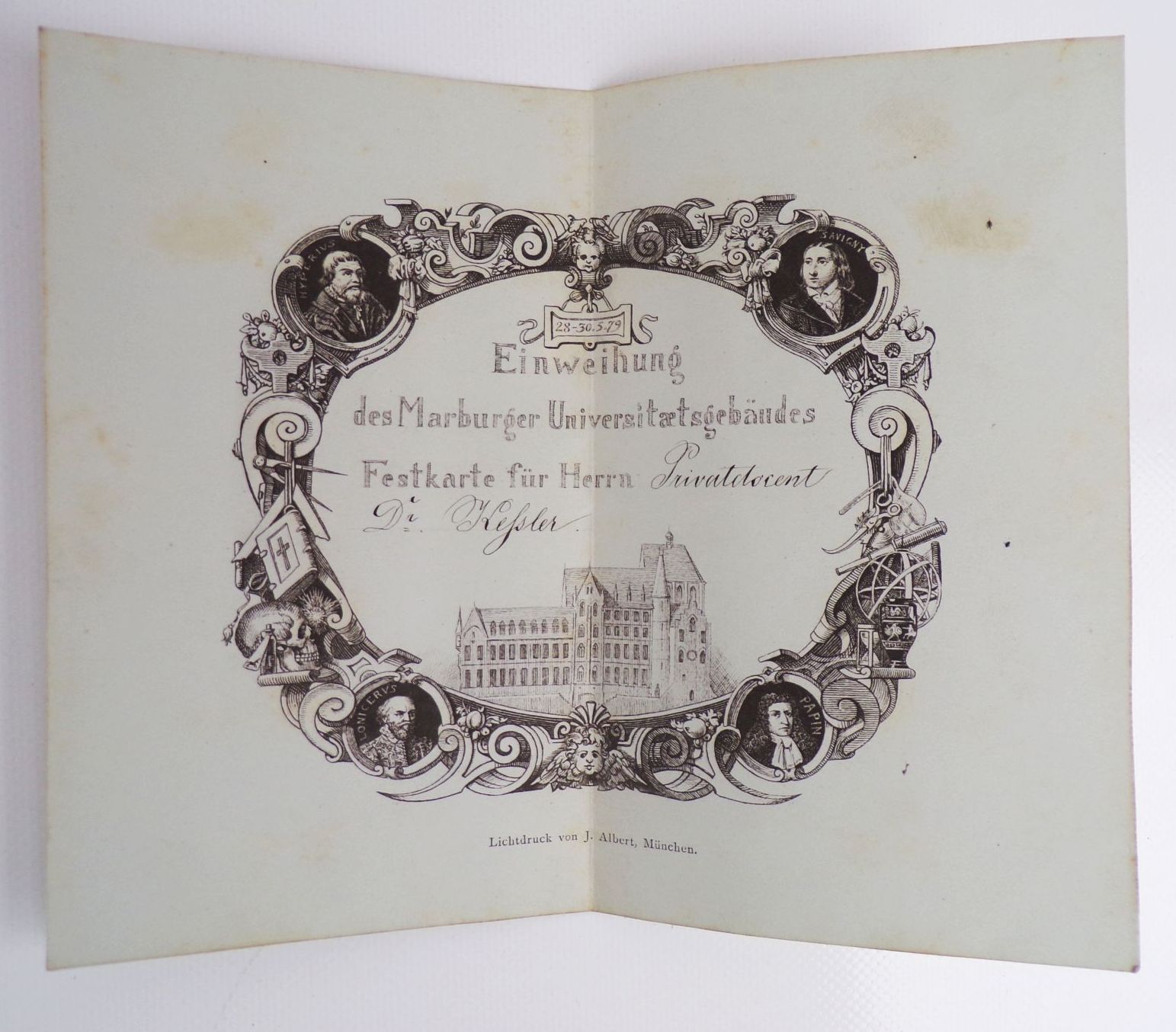 Studentika Nachlass Marburg ab 1877 Festkarte Commers Studentika Nachlass Marburg ab 1877 Festkarte Commers