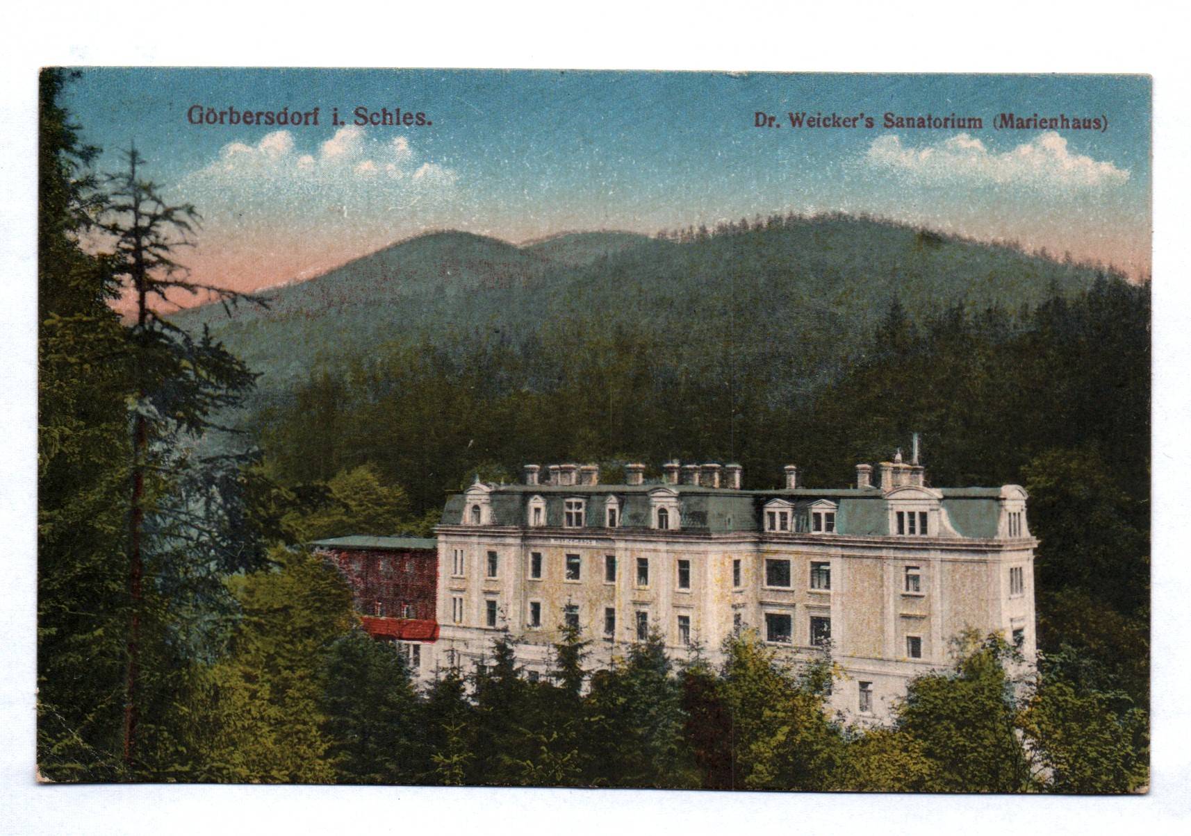Ak Görbersdorf in Schlesien Dr Weickers Sanatorium Marienhaus 1921