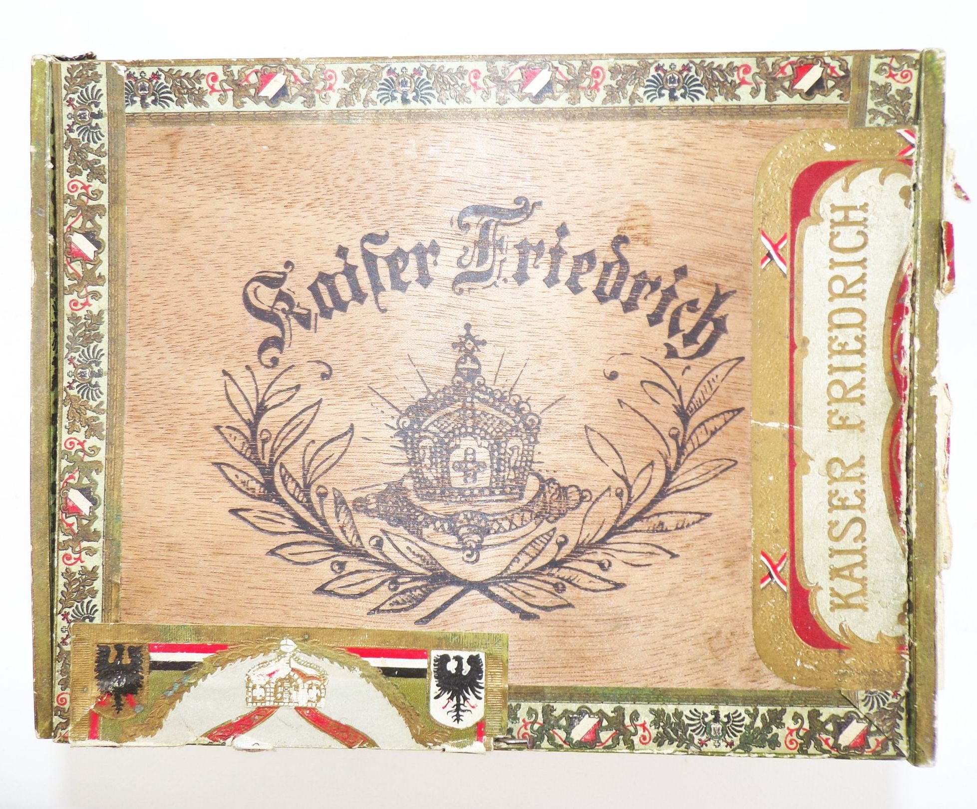 Alte Zigarrenkiste Kaiser Friedrich Kaiserreich um 1900 Patriotik 