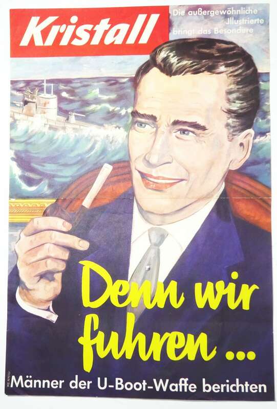 Altes Poster Männer der UBoot Waffe berichten Mann raucht Pfeife Illustrierte 