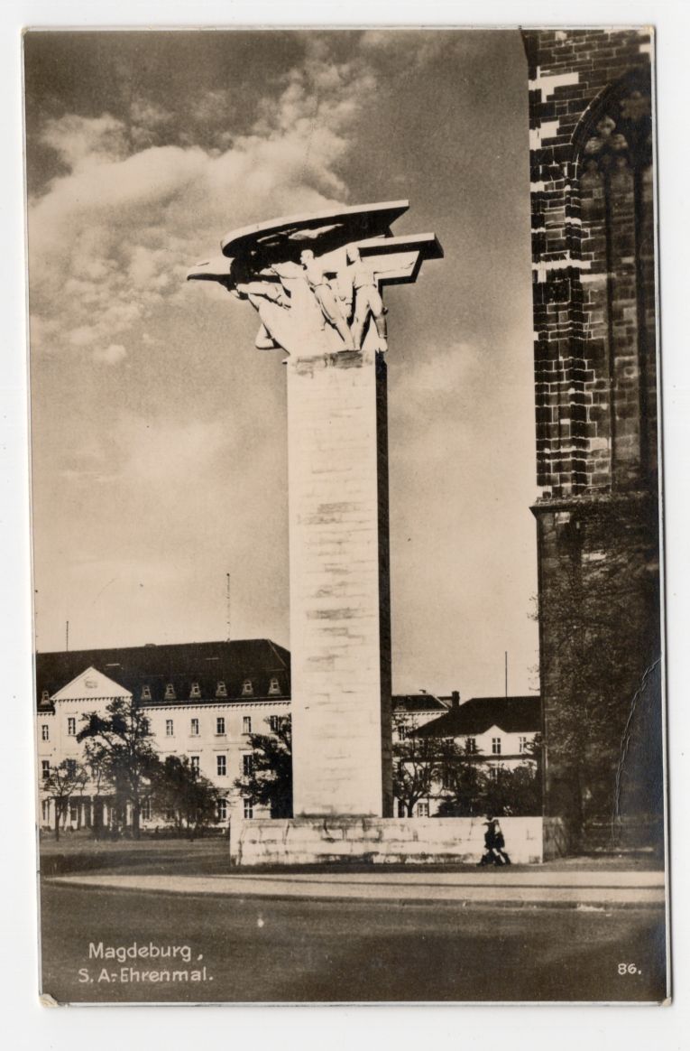 Ak Magdeburg SA Ehrenmal 1942 Feldpost Briefstempel