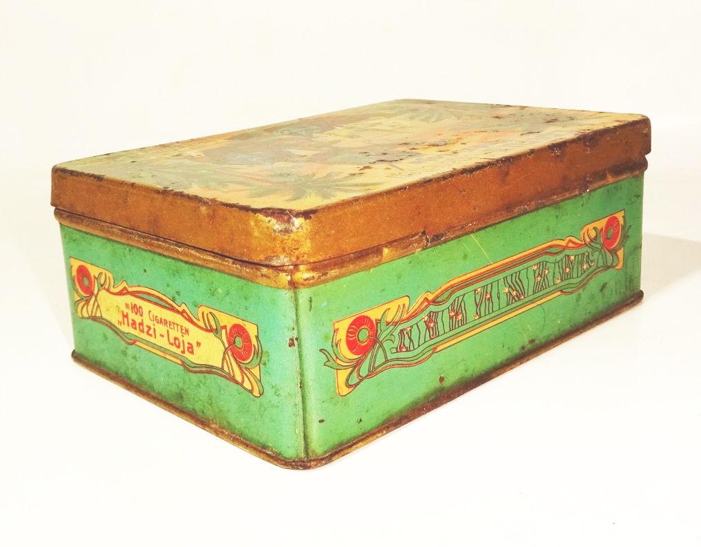 Epirus Cigaretten Hadzi Loja Dresden Blechdose Zigarettendose um 1910
