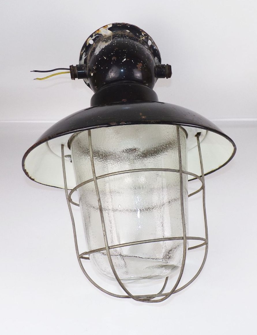 Fabriklampe Emaille Schwarz Rund Gitter Deckenleuchte Loft Industrie Fabriklampe Emaille Schwarz Rund Gitter Deckenleuchte Loft Industrie