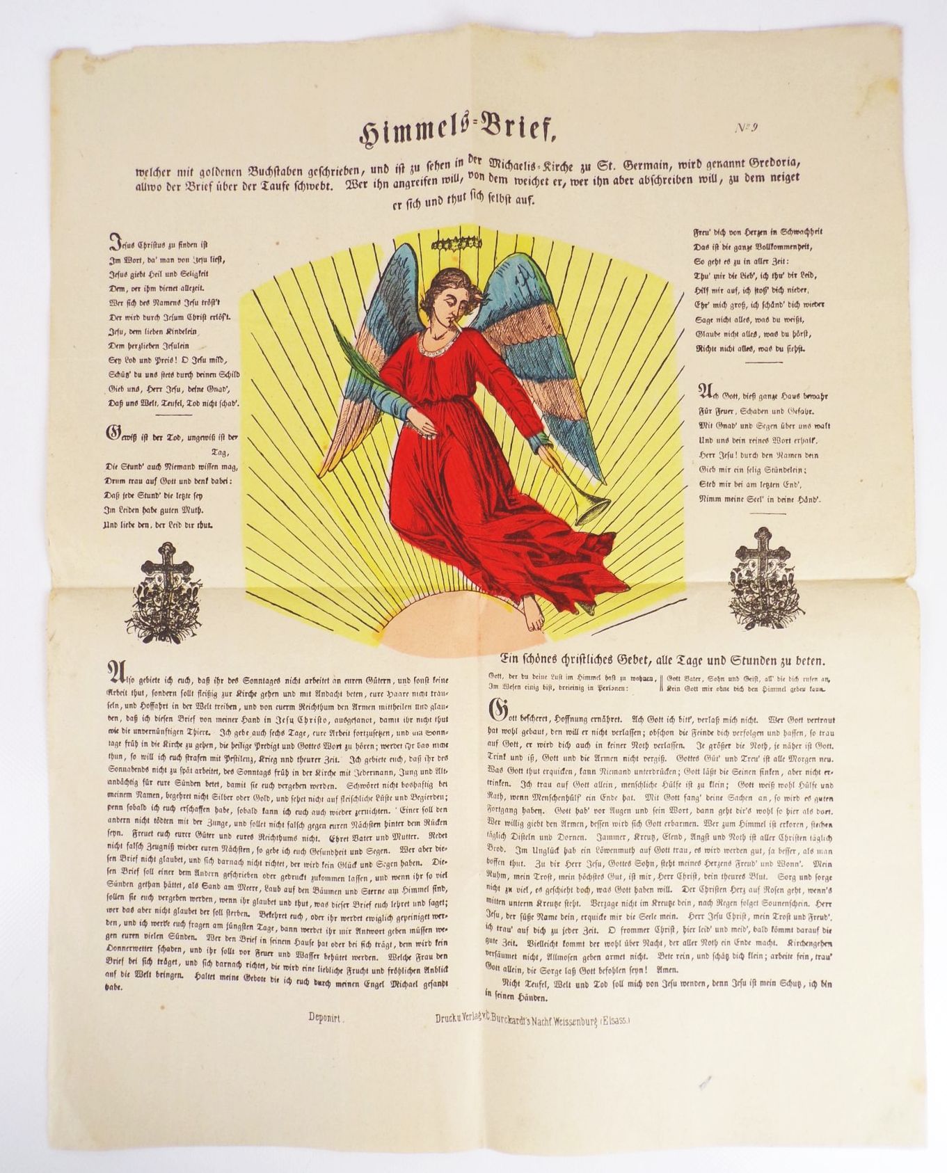 Himmelsbrief um 1870 koloriert Buckardt Verlag Weissenburg Elsaß Himmelsbrief um 1870 koloriert Buckardt Verlag Weissenburg Elsaß