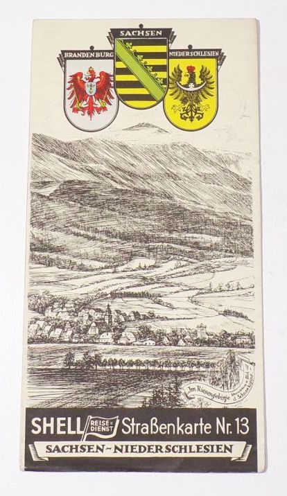 Shell Strassenkarte 13 Sachsen Niederschlesien 1930er Reisedienst 