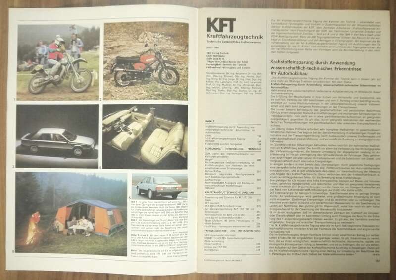KFT DDR Zeitschrift Juli 1984 MZ Zubehör Umbau auf MZ Scheibenbremse VEB Verlag