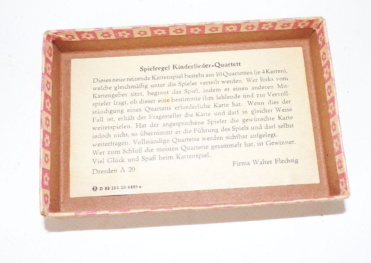 Kinderlieder Quartett Marianne Drechsel Flechsig Spiel 1950er DDR Kartenspiel 