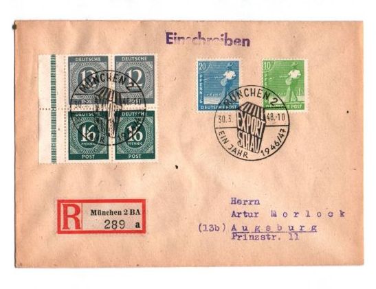 R Brief München 2 BA Sonderpostamt 1948 MF Bizone 