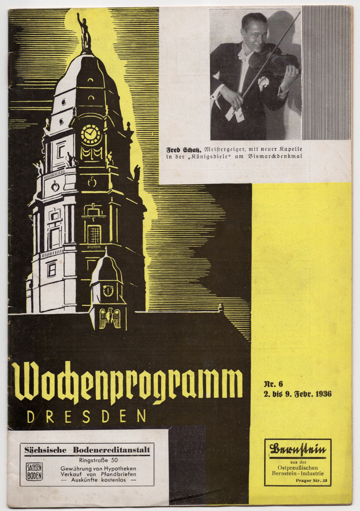 Wochenprogramm Dresden 1936 Nummer 6 Dresdner Verkehrsverein