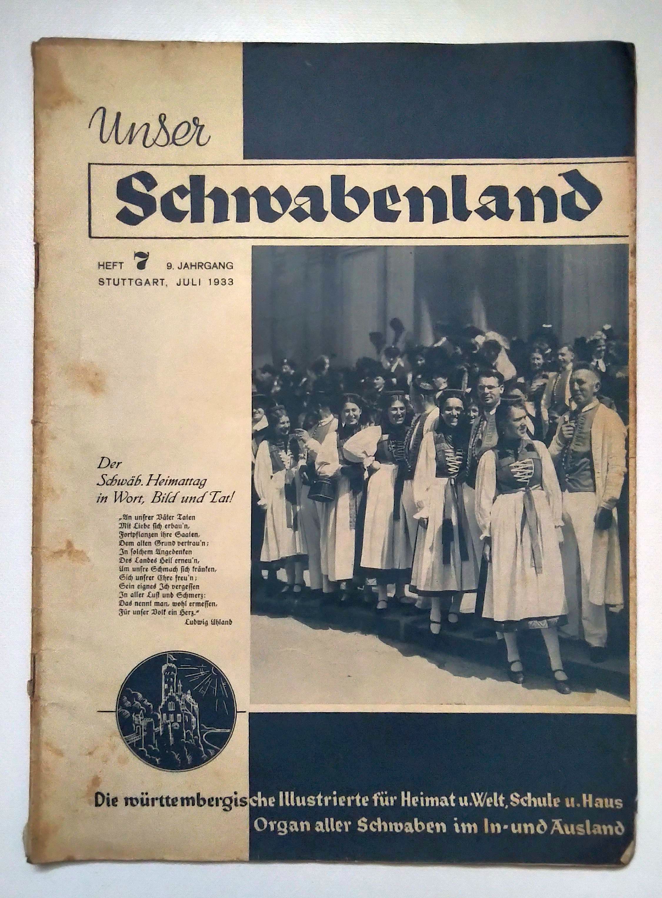 Unser Schwabenland 1933 Nr 7 Der Schwäbische Heimattag