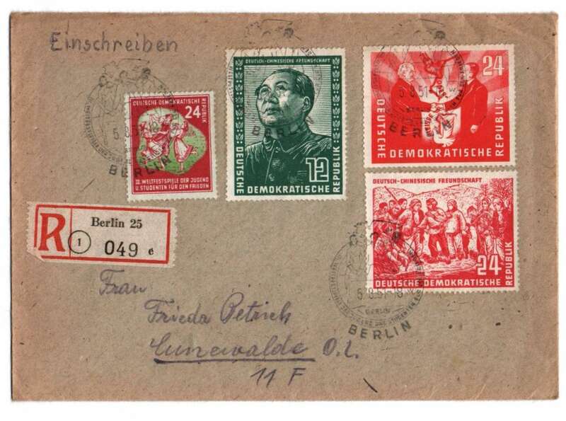R Brief Berlin 1951 Mi Nr 286 287 284 290 MF nach Cunewalde DDR