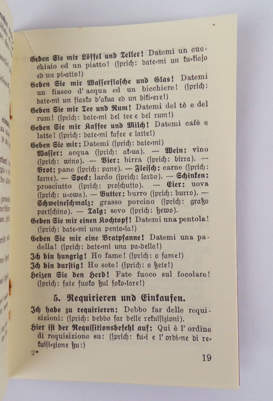 Deutsch italienischer Kriegs Dolmetscher für Soldaten 1 Wk WW1 Deutsch italienischer Kriegs Dolmetscher für Soldaten 1 Wk WW1