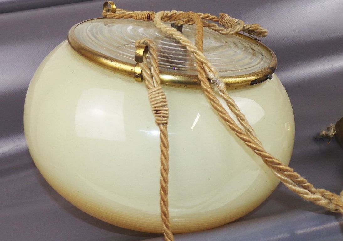 Alte Art Deco Pendelleuchte Deckenlampe E27 Glas Vintage