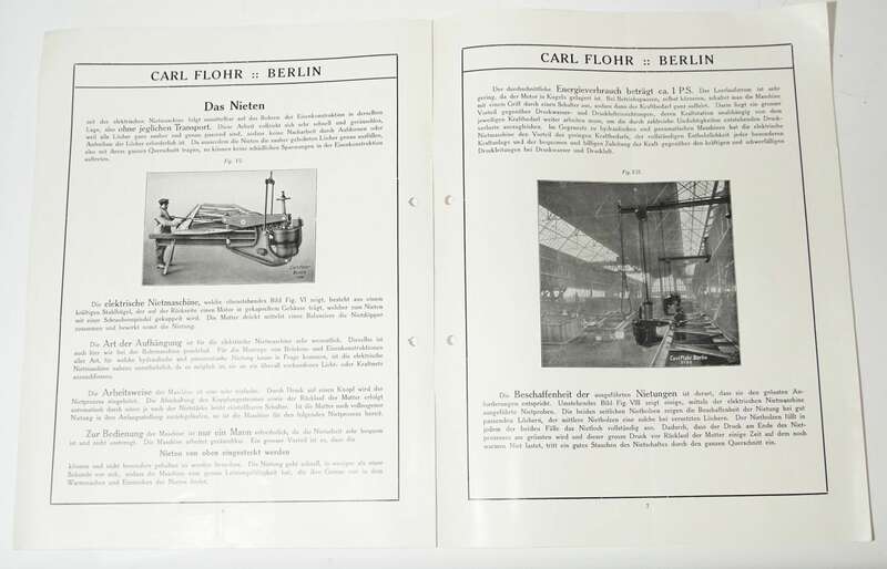 Prospekt Carl Flohr Berlin N Pendel Bohrmaschinen Nietmaschinen 1910er Maschinenbau