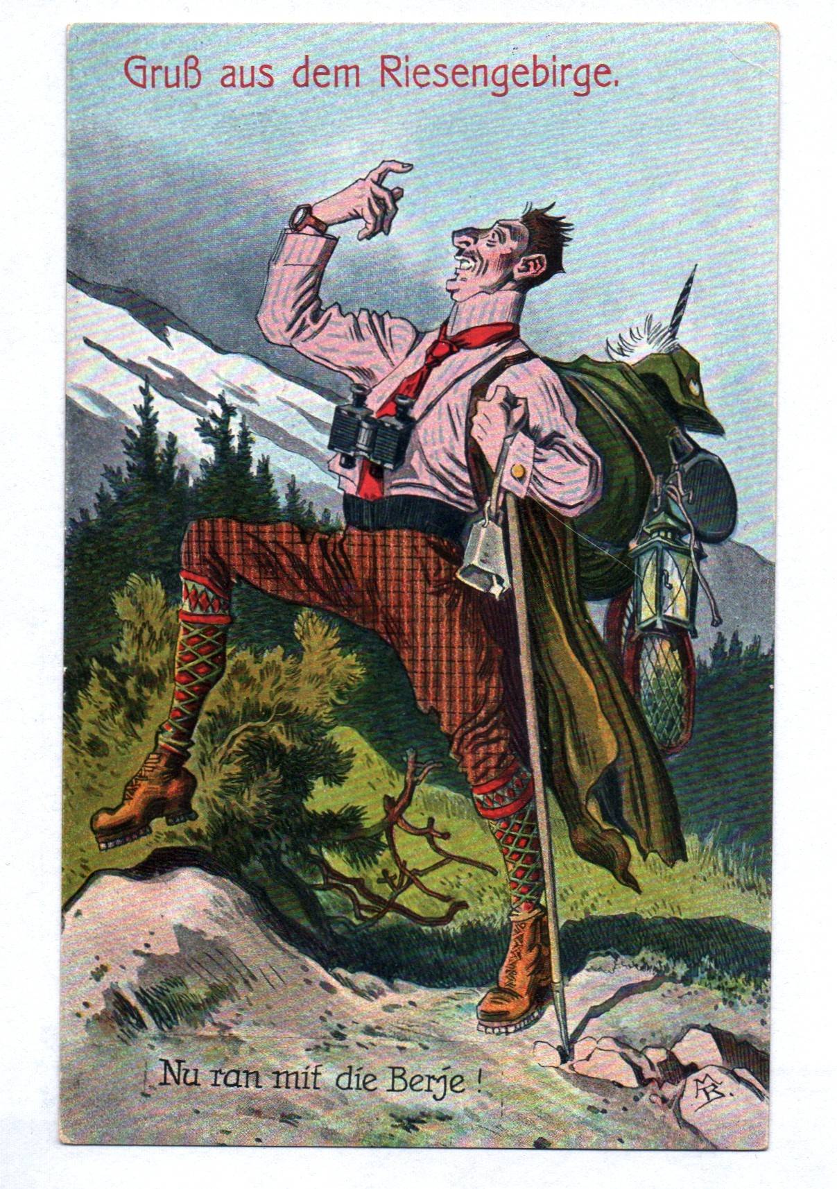 Ak Gruß aus dem Riesengebirge Nu ran mit die Berje Scherz 