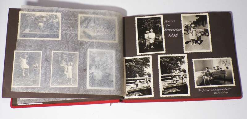 Altes Fotoalbum Kindheit Spielzeug Schule Zeppelin Fotos um 1936 