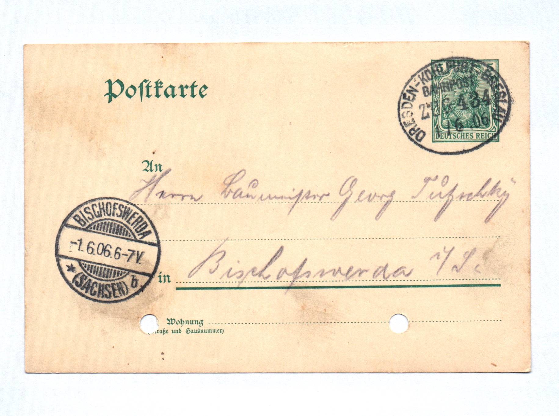 Bahnpost Bischofswerda Postkarte 1906 Sachsen