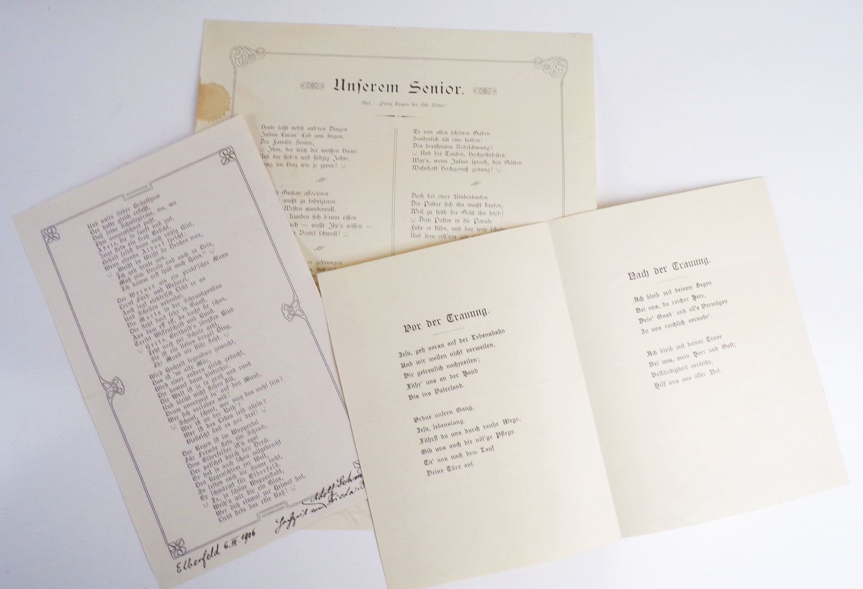 Hochzeitprogramme um 1890 Boeddinghaus Barmen Wuppertal Düsseldorf 