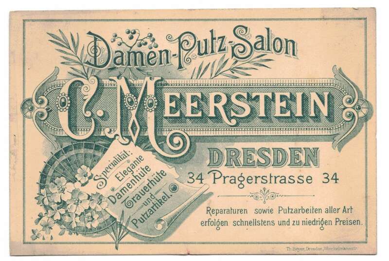 Reklame Ak Damen Putz Salon C.Meerstein Dresden Pragerstrasse 34 um 1895 