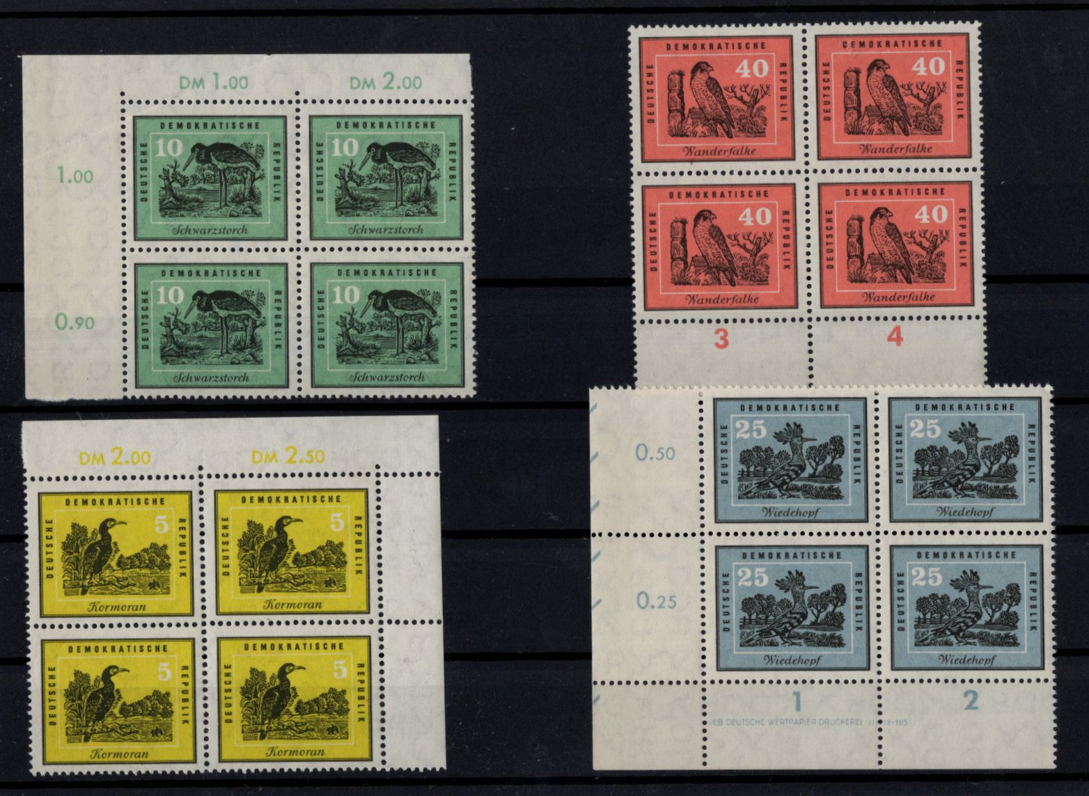 DDR postfrisch Michel 698 bis 703 Viererblock Druckvermerk 