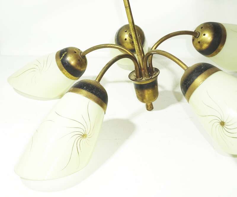 Vintage 5flamige Deckenlampe Mid Century Lampe Leuchte DDR 1960er Beleuchtung 