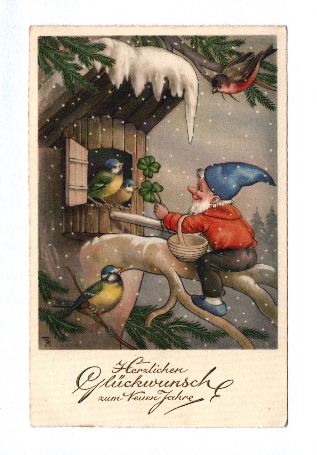 Ak Herzlichen Glückwunsch zum Neuen Jahre Zwerg Vogelhaus 1940 Ak Herzlichen Glückwunsch zum Neuen Jahre Zwerg Vogelhaus 1940