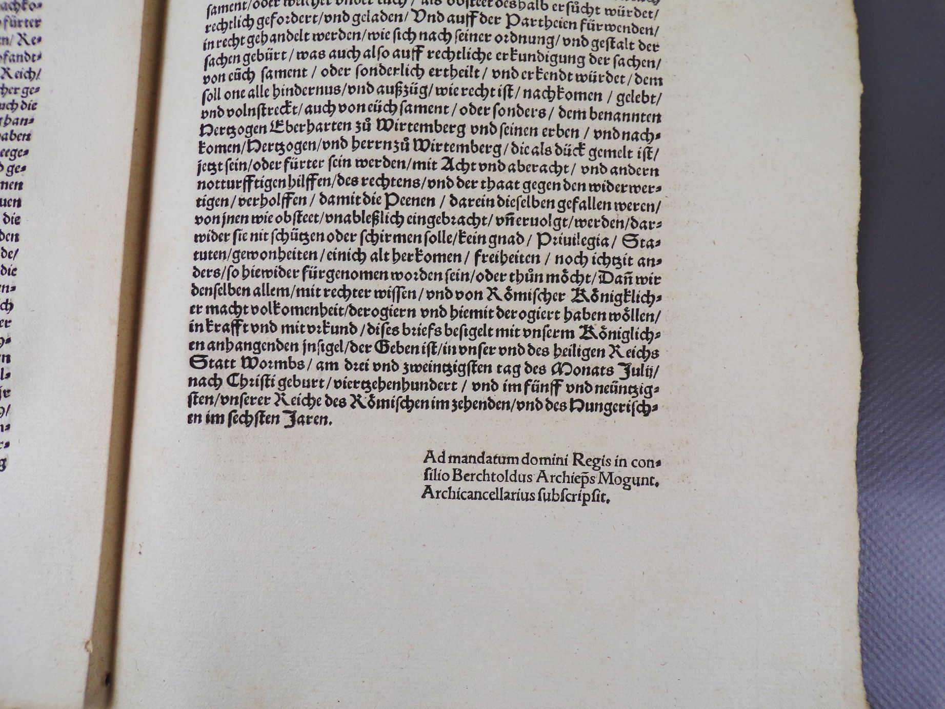 Alter Druck 1495 König Maximilian Württemberg Alter Druck 1495 König Maximilian Württemberg