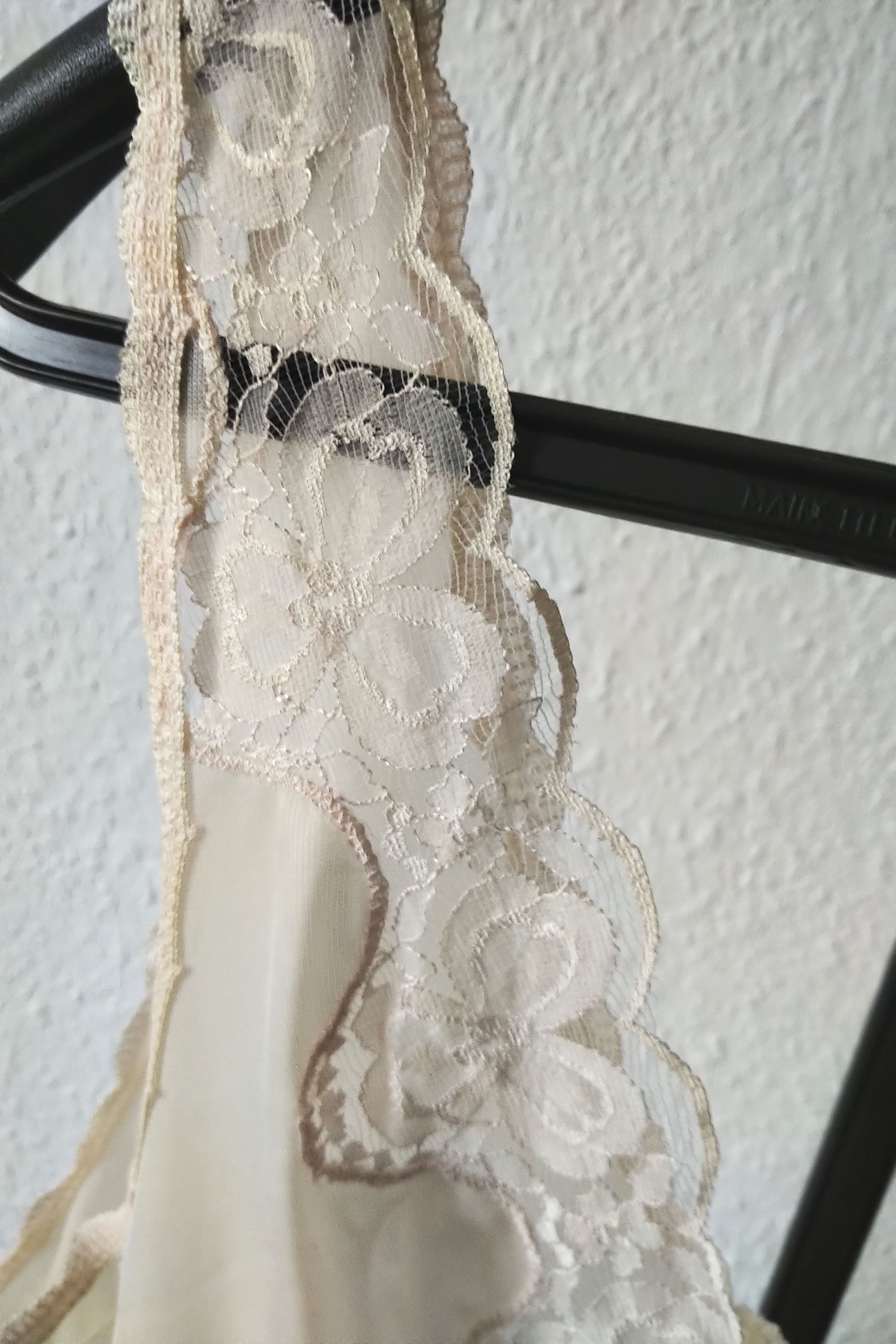 Baumwoll Nachthemd Unterkleid Rosa Vintage Damen Negligee mit Spitze