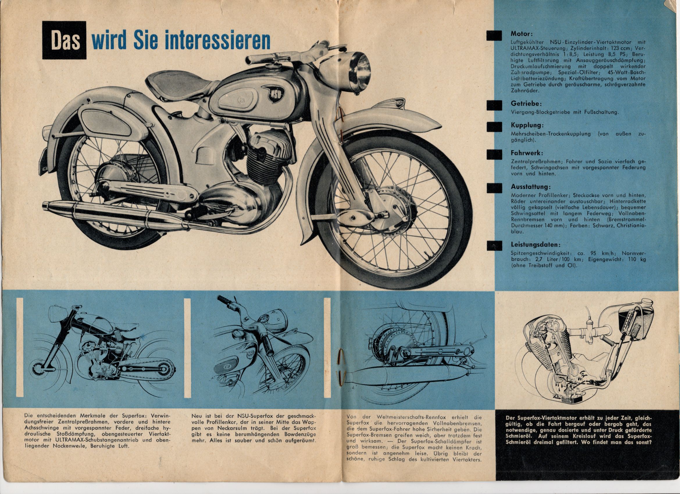 Prospekt NSU Superfox Oldtimer Motorrad um 1960 Prospekt NSU Superfox Oldtimer Motorrad um 1960